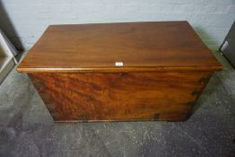 Mahogany Bullock Style Kist, circa late 19th century, Having a Hinged top, Decorated with Metal