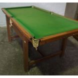 E. J Riley of Accrington, Antique 8ft Snooker Table, Having a Slate Bed, Raised on a Table Base,