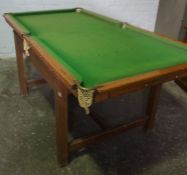 E. J Riley of Accrington, Antique 8ft Snooker Table, Having a Slate Bed, Raised on a Table Base,