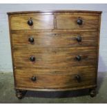 Georgian Mahogany Bow Front Chest of Drawers, Having two small Drawers above three long Drawers,