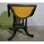 Empire Style Ebonised Occasional Table, circa late 19th century, Having Drop Sides, Later Skiver