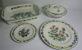 Royal Worcester Botanical Gardens Style Part Pottery Dinner Set, To include a Casserole Dish, Dinner