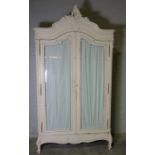 French Painted Armoire, Having Two Glazed Doors, 240cm High, 134cm Wide, 46cm Deep
