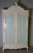 French Painted Armoire, Having Two Glazed Doors, 240cm High, 134cm Wide, 46cm Deep