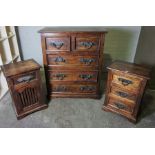 Hardwood Chest of Drawers, Decorated with Metal Handles, 110cm high, 90cm wide, 40cm deep, With a