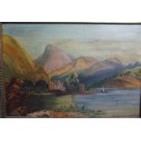Scottish School "Loch Katrine" "Dunderaud Castle" Pair of Oils on Canvas, 21cm x 32cm, Gilt
