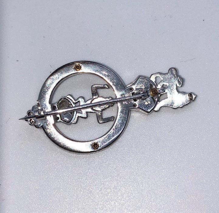 9ct White Gold Diamond and Enamel Military Brooch, For the Queens Own Royal Glasgow Yeomanry, - Image 3 of 3