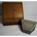 Antique Oak Stationery Box, Having Doors enclosing a Fitted Compartment, 30cm high, 33cm wide,