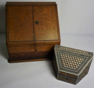 Antique Oak Stationery Box, Having Doors enclosing a Fitted Compartment, 30cm high, 33cm wide,