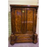 Victorian Mahogany Two Door Wardrobe, Having a Detachable Cornice above two Doors, With a Large