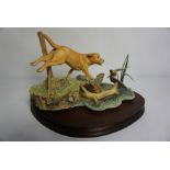 Ray Ayres, Limited Edition Border Fine Arts Figure Group, "Disturbing the Peace" (Yellow Labrador)