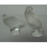 Two Lalique Frosted Glass Animal Paperweight / Figures, Modelled as a Grouse and a Swan, Marked