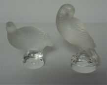 Two Lalique Frosted Glass Animal Paperweight / Figures, Modelled as a Grouse and a Swan, Marked