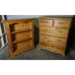 Pine Chest of Drawers, Having two small Drawers above three long Drawers, 112cm high, 92cm wide,