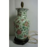 Chinese Famille Rose Vase / Lamp, circa 19th century, 34cm High, Raised on a Hardwood Stand