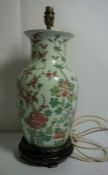 Chinese Famille Rose Vase / Lamp, circa 19th century, 34cm High, Raised on a Hardwood Stand