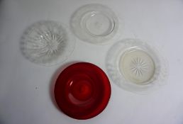 Seven Matching Etched Glass Ice Plates, circa early 20th century, 15.5cm Diameter, Also with eight