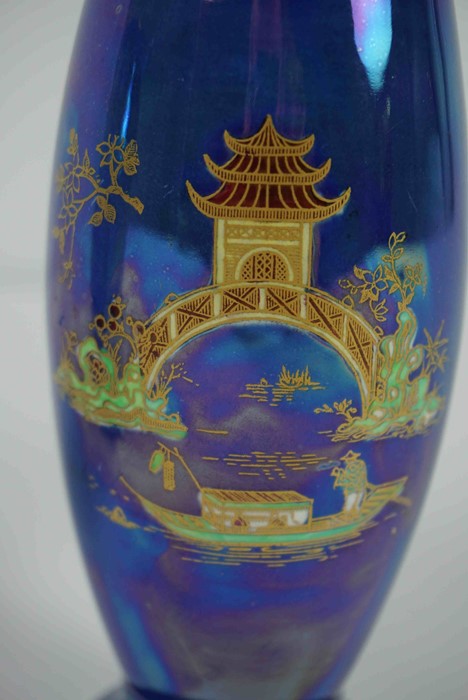 Pair of Carlton Ware "Japanese Design" Lustre Vases, Decorated with Enamel and Gilded Pagodas and - Image 3 of 12