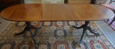 Regency Style Mahogany Twin Pedestal Dining Table, Raised on Brass Animal Paw Sabots with Castors,