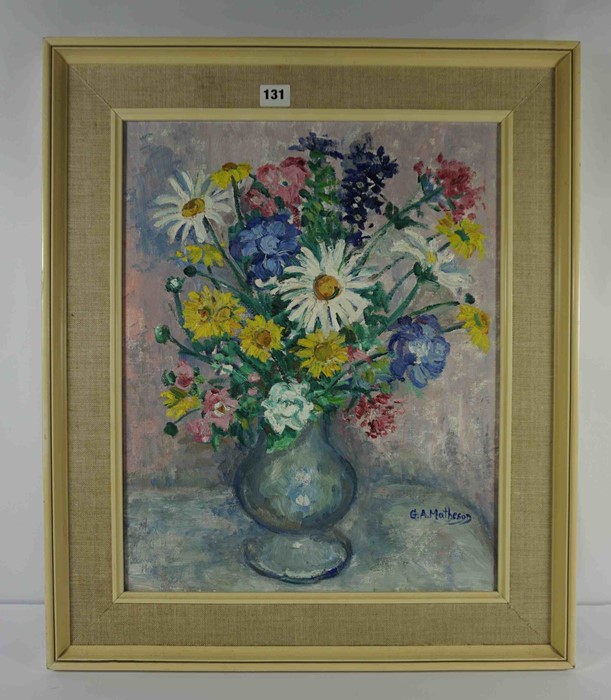 G.A. Matheson "Still Life of Flowers in a Vase" Oil on Canvas, Signed lower right, 49cm x 39cm, - Image 2 of 4