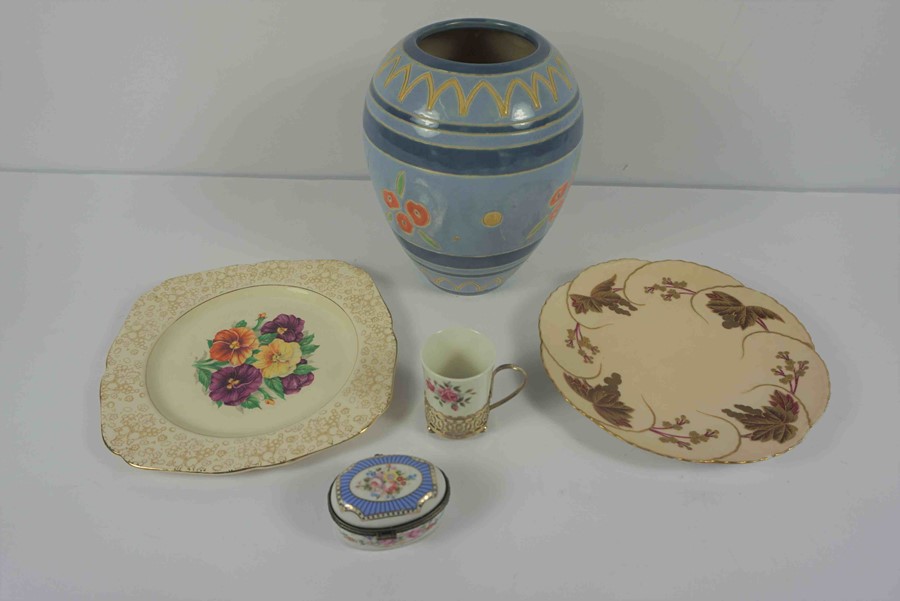 Quantity of China, To include Enoch Wedgwood Coffee Cans, with Silver Plated Liners, Patch box,