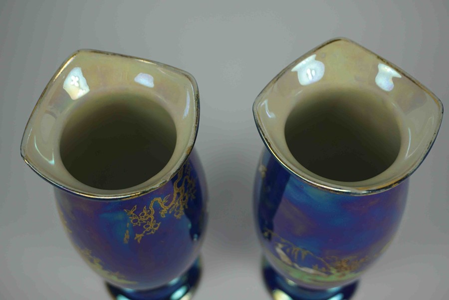 Pair of Carlton Ware "Japanese Design" Lustre Vases, Decorated with Enamel and Gilded Pagodas and - Image 12 of 12
