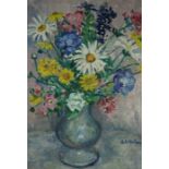 G.A. Matheson "Still Life of Flowers in a Vase" Oil on Canvas, Signed lower right, 49cm x 39cm,