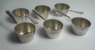 Set of Six Silver Plated Brandy Pans, 3cm high, 10cm long, (6)