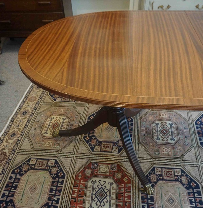 Regency Style Mahogany Twin Pedestal Dining Table, Raised on Brass Animal Paw Sabots with Castors, - Image 2 of 9