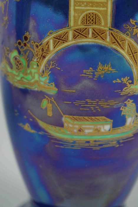 Pair of Carlton Ware "Japanese Design" Lustre Vases, Decorated with Enamel and Gilded Pagodas and - Image 4 of 12