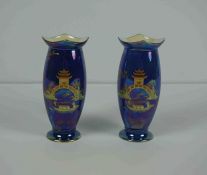 Pair of Carlton Ware "Japanese Design" Lustre Vases, Decorated with Enamel and Gilded Pagodas and