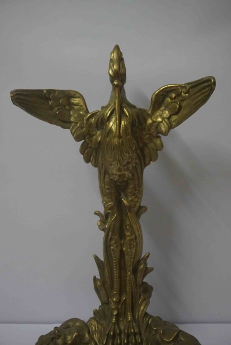 Brass Companion Stand, Modelled as an Eagle, 53cm high, Also with two Brass Fire Irons, (3) - Image 3 of 7