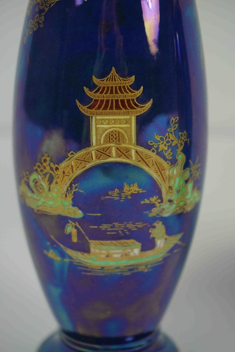 Pair of Carlton Ware "Japanese Design" Lustre Vases, Decorated with Enamel and Gilded Pagodas and - Image 6 of 12