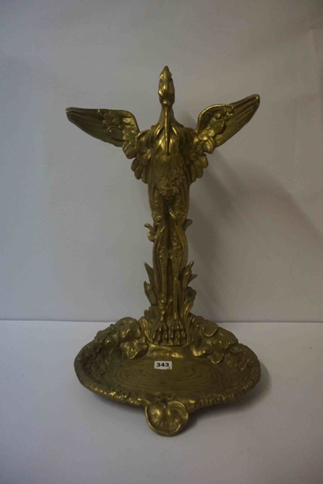 Brass Companion Stand, Modelled as an Eagle, 53cm high, Also with two Brass Fire Irons, (3) - Image 2 of 7