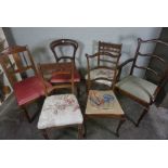 Six Assorted Dining Chairs, To include a Victorian Mahogany Chair, Mahogany Ladder Back Chair