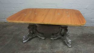 Coffee Table, Raised on Antique Painted Cast Iron Supports, 37cm high, 82cm wide
