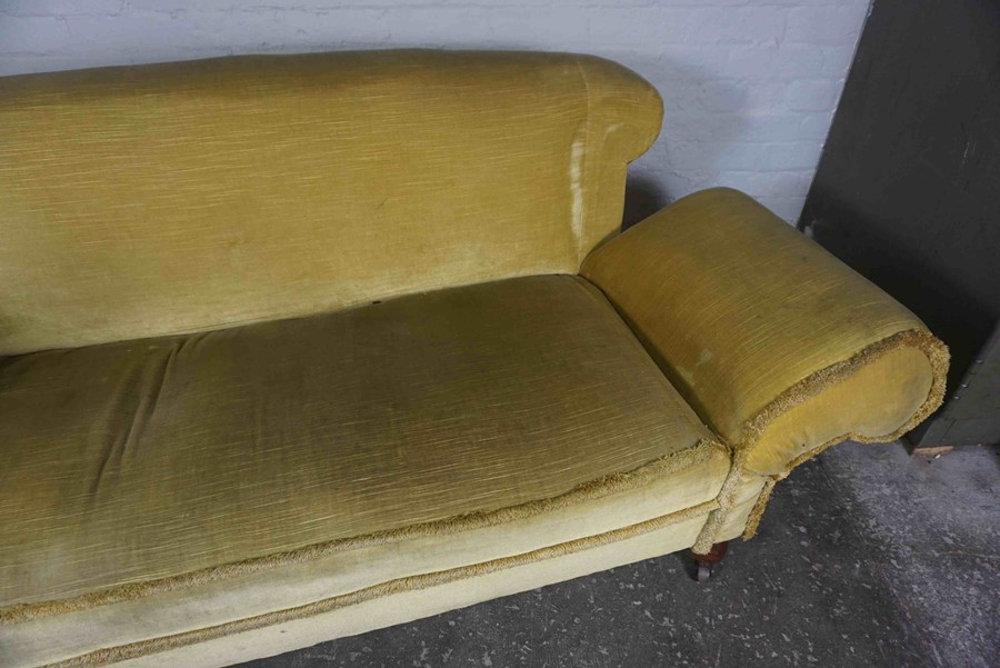 Drop End Sofa, circa early 20th century, Upholstered in later Dralon, Raised on Mahogany supports - Image 3 of 4