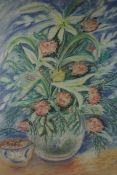 Jean Waterhouse (British) "Still Life of Flowers in a Vase" Mixed Media, 79cm x 57cm, Signed Grandma