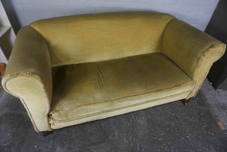 Drop End Sofa, circa early 20th century, Upholstered in later Dralon, Raised on Mahogany supports - Image 2 of 4