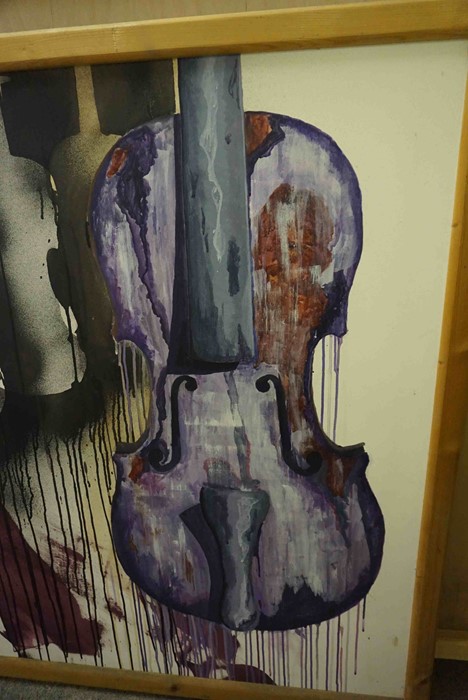 Contemporary "Fiddles" Abstract Oil on Canvas, Unsigned, 110cm x 140cm, Framed - Image 3 of 4