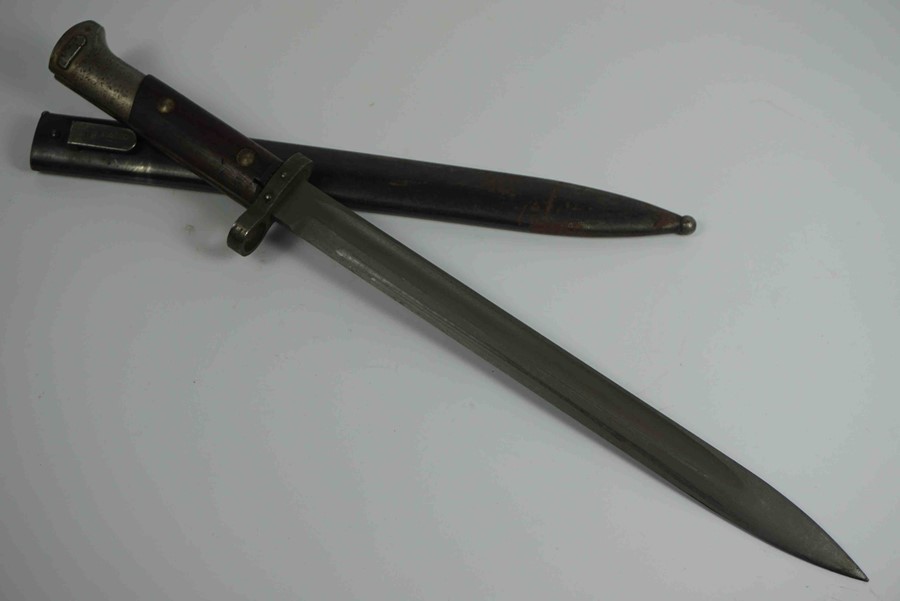 Imperial German Seitengewehr (Bayonet) Marked CSZ D to the top of Blade, Having a Metal Pommel and