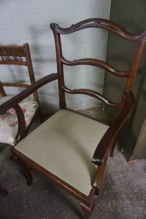 Six Assorted Dining Chairs, To include a Victorian Mahogany Chair, Mahogany Ladder Back Chair - Image 5 of 8