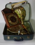 Quantity of Sundry Brass and Clocks, To include a Desk Lamp, and two Wall Clocks