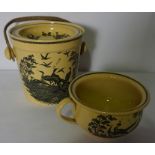 Wedgwood Etruria Pottery Slop Pail with Matching Chamber Pot, (2)