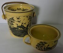 Wedgwood Etruria Pottery Slop Pail with Matching Chamber Pot, (2)