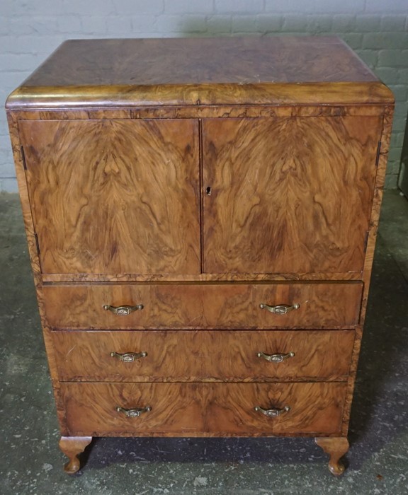 Vintage Walnut Cupboard Chest,107cm high, 76c wide, 51cm deep