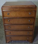 Vintage Oak Five Drawer Chest of Drawers, 110cm high, 76cm wide, 46cm deep