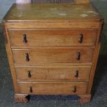 Vintage Oak Four Drawer Chest of Drawers, 97cm high, 77cm wide, 48cm deep