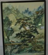 Three Chinese Watercolours on Silk, 45cm x 34.5cm, (3)