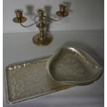 Box of Silver Plated Wares, Also with a Wall Mirror